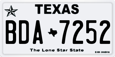 TX license plate BDA7252