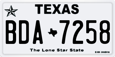 TX license plate BDA7258