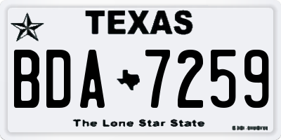 TX license plate BDA7259