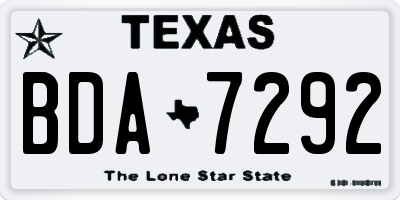 TX license plate BDA7292