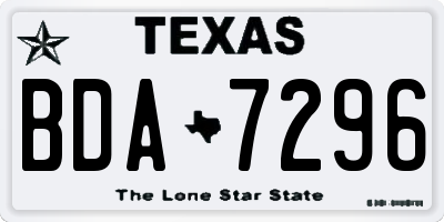 TX license plate BDA7296
