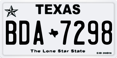 TX license plate BDA7298