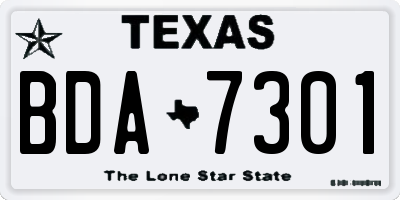 TX license plate BDA7301