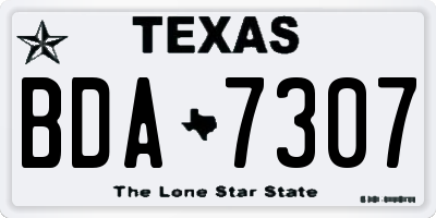 TX license plate BDA7307