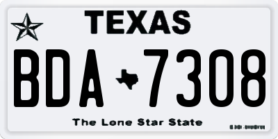 TX license plate BDA7308