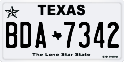 TX license plate BDA7342