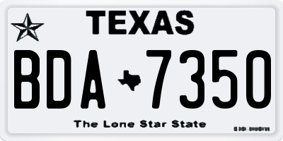 TX license plate BDA7350