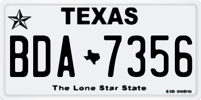 TX license plate BDA7356