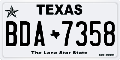 TX license plate BDA7358