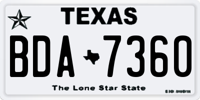 TX license plate BDA7360