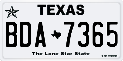TX license plate BDA7365