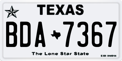 TX license plate BDA7367