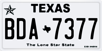 TX license plate BDA7377