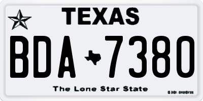 TX license plate BDA7380