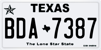 TX license plate BDA7387