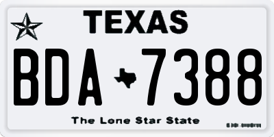 TX license plate BDA7388