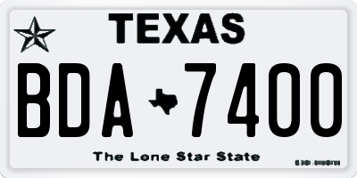 TX license plate BDA7400