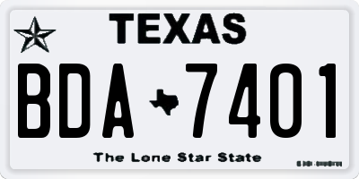 TX license plate BDA7401