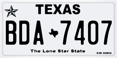 TX license plate BDA7407