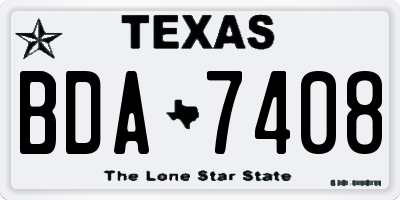 TX license plate BDA7408