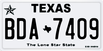 TX license plate BDA7409