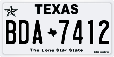 TX license plate BDA7412