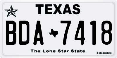TX license plate BDA7418