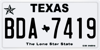 TX license plate BDA7419