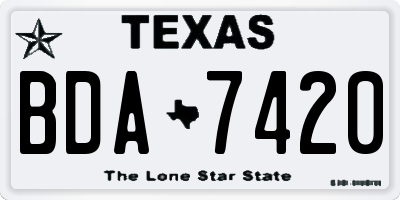 TX license plate BDA7420