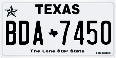 TX license plate BDA7450