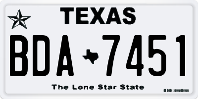TX license plate BDA7451