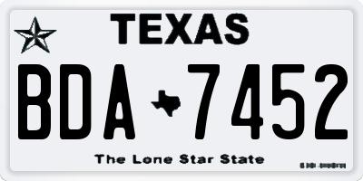 TX license plate BDA7452