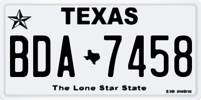 TX license plate BDA7458