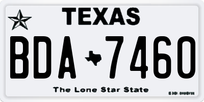 TX license plate BDA7460