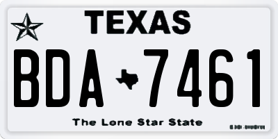 TX license plate BDA7461