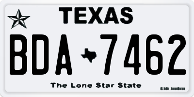 TX license plate BDA7462