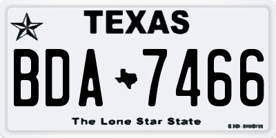 TX license plate BDA7466