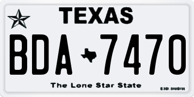 TX license plate BDA7470