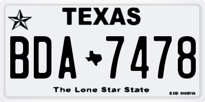 TX license plate BDA7478