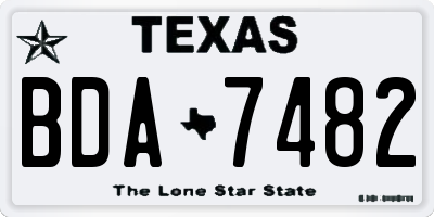 TX license plate BDA7482