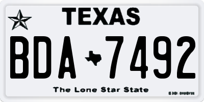TX license plate BDA7492