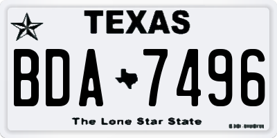 TX license plate BDA7496
