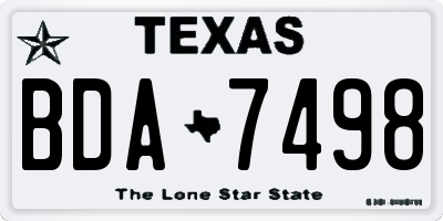 TX license plate BDA7498