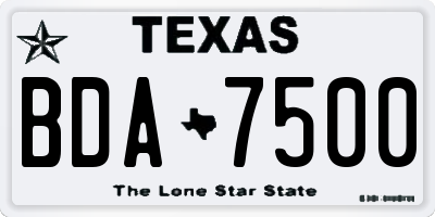 TX license plate BDA7500
