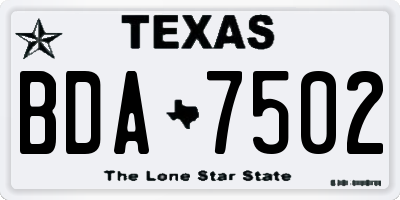 TX license plate BDA7502