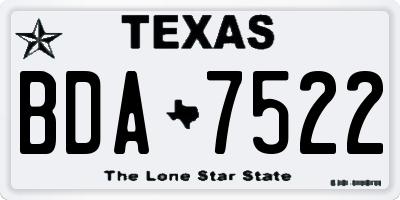 TX license plate BDA7522