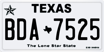 TX license plate BDA7525