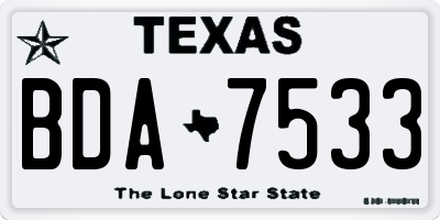 TX license plate BDA7533
