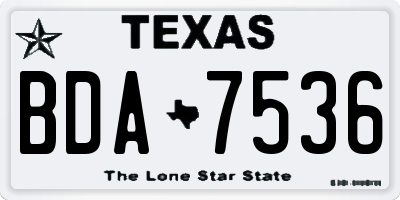 TX license plate BDA7536