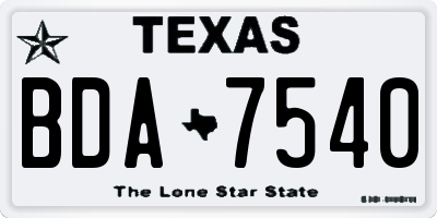 TX license plate BDA7540